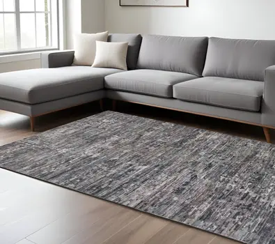 9' X 12' Blue And Gray Wool Abstract Hand Knotted Area Rug