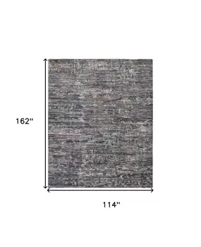 10' X 13' Blue And Gray Wool Abstract Hand Knotted Area Rug