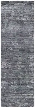 8' Blue and Gray Wool Abstract Hand Knotted Runner Rug
