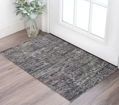 2' X 3' Blue and Gray Wool Abstract Hand Knotted Area Rug