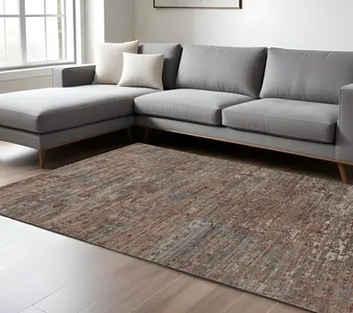 12' X 15' Red And Blue Wool Abstract Hand Knotted Area Rug