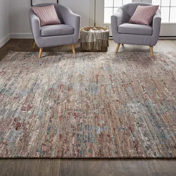 2' X 3' Blue and Red Wool Abstract Hand Knotted Area Rug
