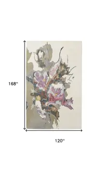 10' X 14' Pink and Green Wool Floral Hand Tufted Area Rug