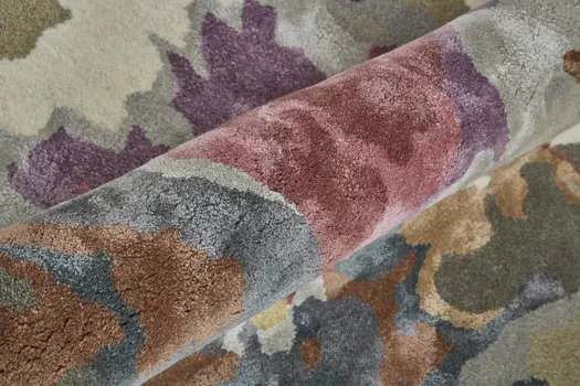 10' X 14' Pink and Green Wool Floral Hand Tufted Area Rug