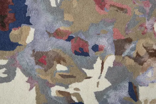 9' X 12' Ivory and Blue Wool Floral Hand Tufted Area Rug