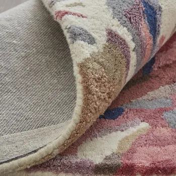 9' X 12' Ivory and Blue Wool Floral Hand Tufted Area Rug