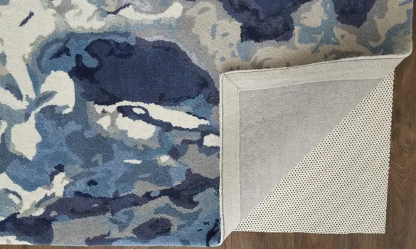2' X 3' Blue Wool Floral Hand Tufted Area Rug