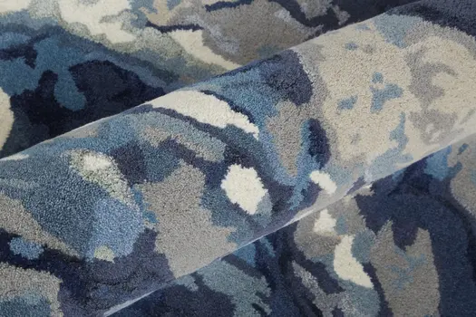 2' X 3' Blue Wool Floral Hand Tufted Area Rug
