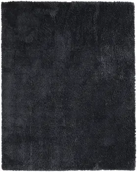 8' X 10' Black Shag Power Loom Area Rug