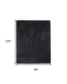 8' X 10' Black Shag Power Loom Area Rug