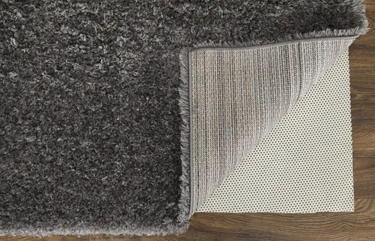 5' X 8' Gray Shag Power Loom Stain Resistant Area Rug