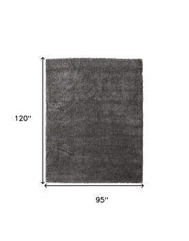 8' X 10' Gray Shag Power Loom Stain Resistant Area Rug