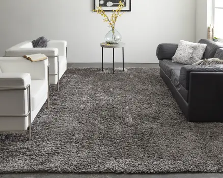 8' X 10' Gray Shag Power Loom Stain Resistant Area Rug