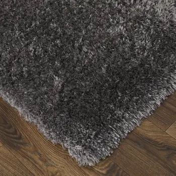 8' X 10' Gray Shag Power Loom Stain Resistant Area Rug