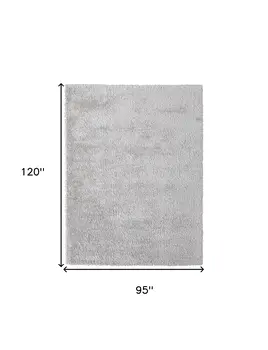 8' X 10' Silver And Gray Shag Power Loom Stain Resistant Area Rug