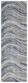 8' Blue and Gray Abstract Power Loom Runner Rug