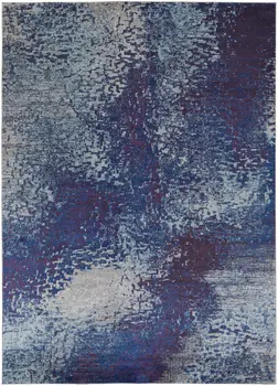 9' X 12' Blue Purple And Ivory Abstract Power Loom Stain Resistant Area Rug