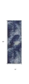8' Blue and Purple Abstract Power Loom Runner Rug