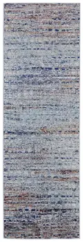 10' Ivory Blue and Orange Abstract Power Loom Runner Rug