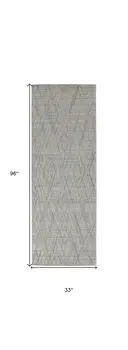 8' Gray And Ivory Abstract Hand Woven Runner Rug