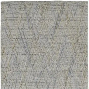 8' Gray And Ivory Abstract Hand Woven Runner Rug