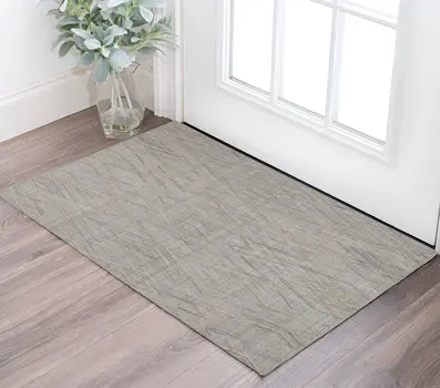 2' X 3' Gray and Ivory Abstract Hand Woven Area Rug