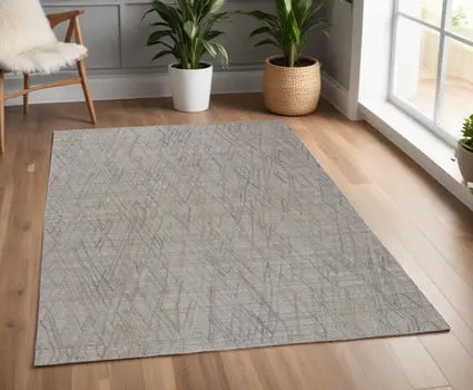 4' X 6' Blue and Gray Abstract Hand Woven Area Rug
