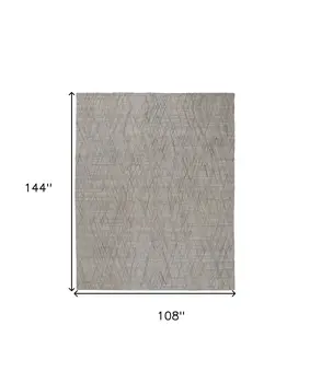 9' X 12' Gray And Blue Abstract Hand Woven Area Rug