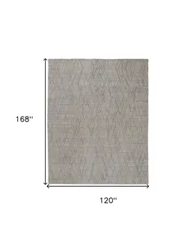 10' X 14' Gray And Blue Abstract Hand Woven Area Rug