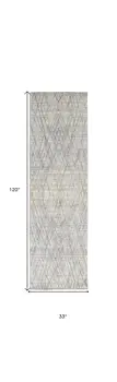 10' Blue and Gray Abstract Hand Woven Runner Rug