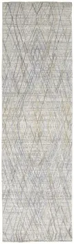 8' Blue and Gray Abstract Hand Woven Runner Rug