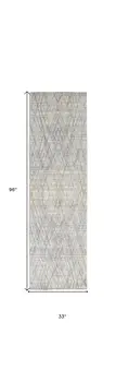 8' Blue and Gray Abstract Hand Woven Runner Rug