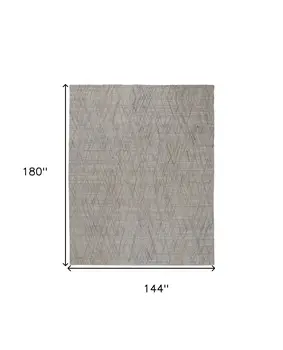 12' X 15' Gray And Blue Abstract Hand Woven Area Rug
