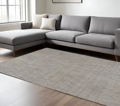 12' X 15' Gray And Blue Abstract Hand Woven Area Rug