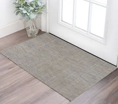 2' X 3' Blue and Gray Abstract Hand Woven Area Rug