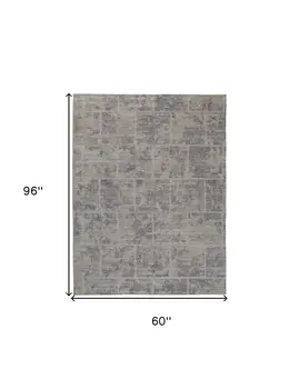 5' X 8' Gray And Ivory Abstract Hand Woven Area Rug