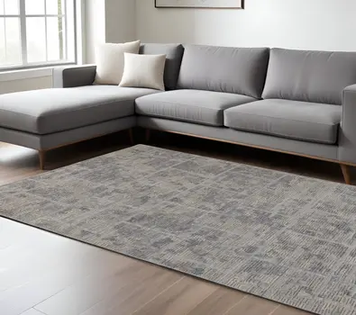 8' X 10' Gray And Ivory Abstract Hand Woven Area Rug