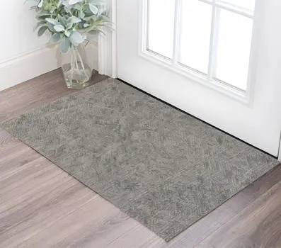 2' X 3' Gray Abstract Hand Woven Area Rug
