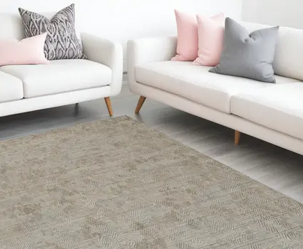 9' X 12' Gray And Taupe Abstract Hand Woven Area Rug