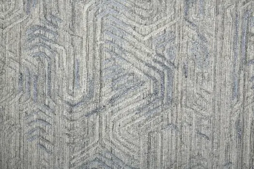 4' X 6' Blue and Gray Abstract Hand Woven Distressed Area Rug