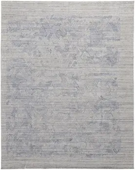 8' X 10' Gray And Blue Abstract Hand Woven Area Rug