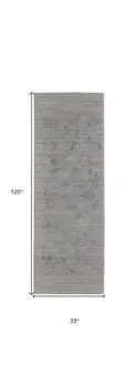 10' Blue and Gray Abstract Hand Woven Runner Rug