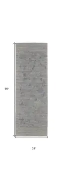 8' Gray and Blue Abstract Hand Woven Runner Rug