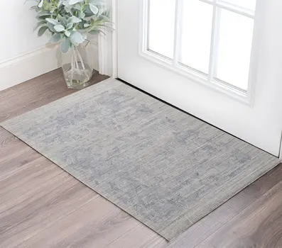 2' X 3' Blue and Gray Abstract Hand Woven Area Rug
