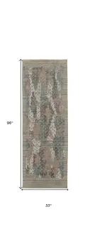 8' Pink Blue And Taupe Abstract Hand Woven Runner Rug