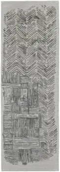 10' Blue and Ivory Abstract Hand Woven Runner Rug