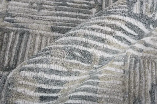 8' Blue and Ivory Abstract Hand Woven Runner Rug