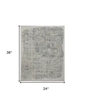 2' X 3' Green Blue And Ivory Abstract Hand Woven Area Rug