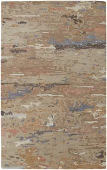 12' X 15' Tan And Blue Wool Abstract Tufted Handmade Area Rug
