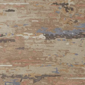 12' X 15' Tan And Blue Wool Abstract Tufted Handmade Area Rug